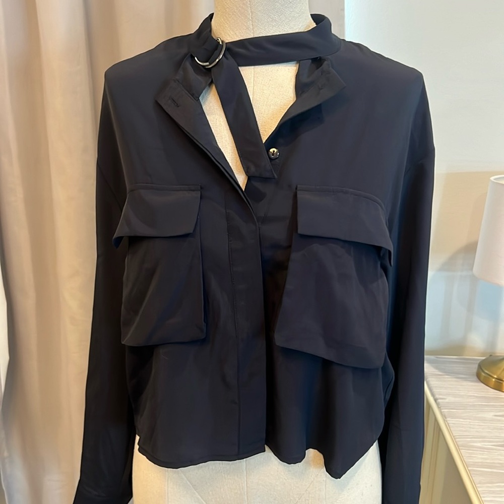 Zara- Navy Blouse with choker